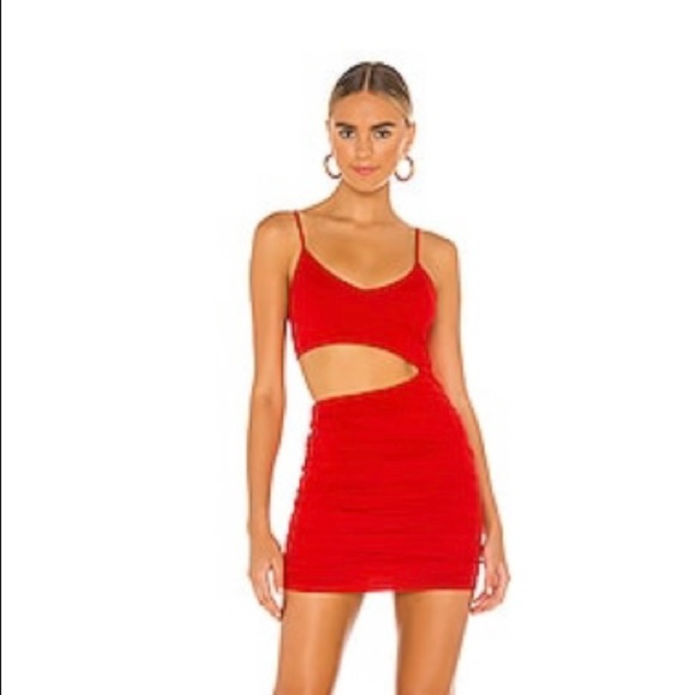 Red ruched mini dress from revolve brand Superdown in size Small